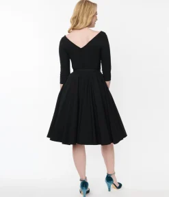 Unique Vintage Black Devon Swing Dress