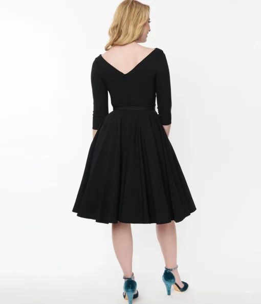 Unique Vintage Black Devon Swing Dress