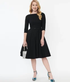Unique Vintage Black Devon Swing Dress