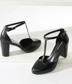 Unique Vintage Black Leatherette T-Strap Astaire Pumps
