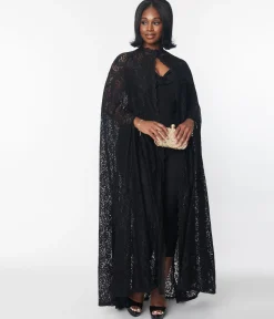 Unique Vintage Black Paisley Lace Cape