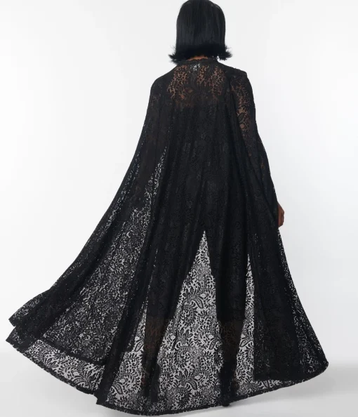 Unique Vintage Black Paisley Lace Cape