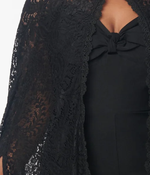 Unique Vintage Black Paisley Lace Cape
