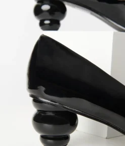 Unique Vintage Black Patent Leatherette Ball Heel Pumps