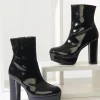 Unique Vintage Black Platform Heel Ankle Boots