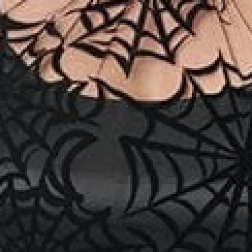 Unique Vintage Black Spiderweb Flocked Donna Blouse