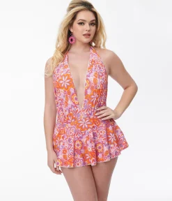Unique Vintage Bohemian Floral Skirted Wendy Swimsuit