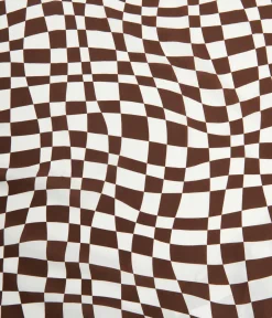 Unique Vintage Brown Distorted Check Hair Scarf
