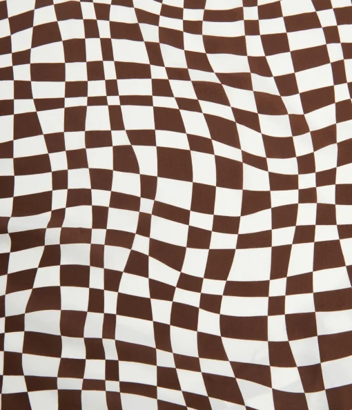 Unique Vintage Brown Distorted Check Hair Scarf