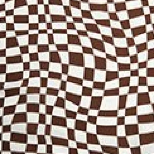 Unique Vintage Brown Distorted Check Hair Scarf