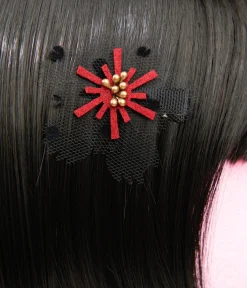 Unique Vintage Burgundy & Black Mesh Floral Hair Clip
