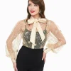Unique Vintage Champagne Celestial Sequin Sheer Gwen Blouse