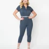 Unique Vintage Dark Blue Denim Bold Moment Jumpsuit