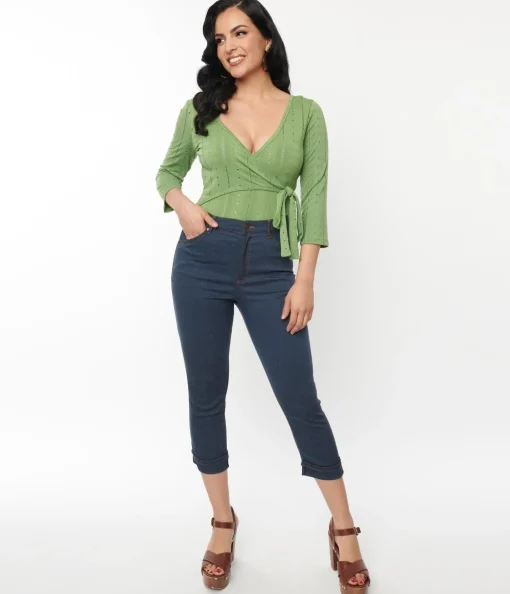 Unique Vintage Denim Bengaline Capris
