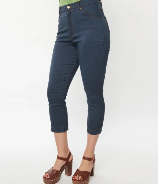 Unique Vintage Denim Bengaline Capris