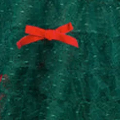 Unique Vintage Emerald Green & Red Ribbon Tulle Cupcake Swing Dress