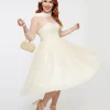 Unique Vintage Ivory Chiffon Boat Neck Wedding Dress
