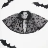 Unique Vintage Kids Black Flocked Moon & Stars Clarke Capelet