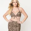 Unique Vintage Leopard Print Monroe Halter Swim Top