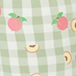 Unique Vintage Light Green Gingham & Peaches Rachelle Capri Pants