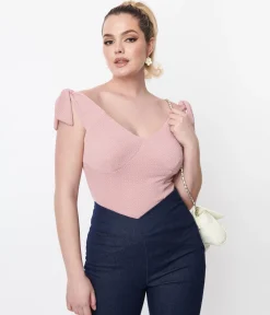 Unique Vintage Mauve Pink Texture Violet Top