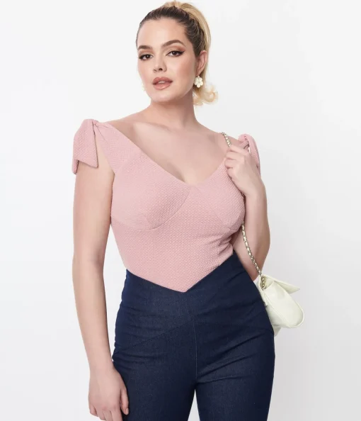 Unique Vintage Mauve Pink Texture Violet Top