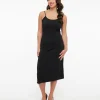 Unique Vintage Midi Length Black Stretch Slip
