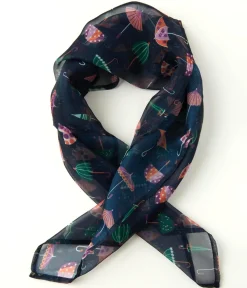 Unique Vintage Navy & Umbrella Print Hair Scarf