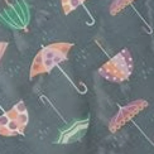 Unique Vintage Navy & Umbrella Print Hair Scarf