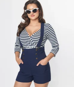 Unique Vintage Navy Pinafore Shorts