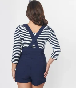 Unique Vintage Navy Pinafore Shorts