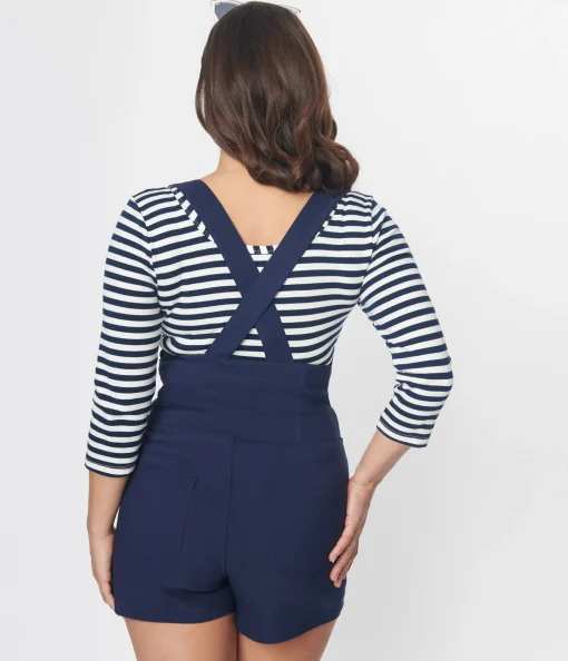 Unique Vintage Navy Pinafore Shorts