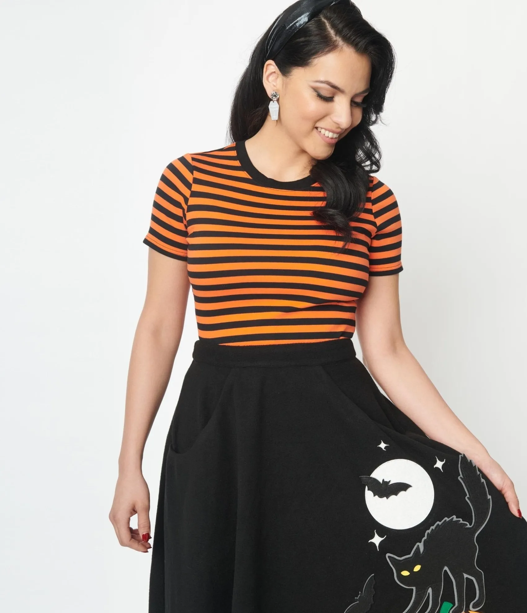 Unique Vintage Orange & Black Stripe Back To Basics Top