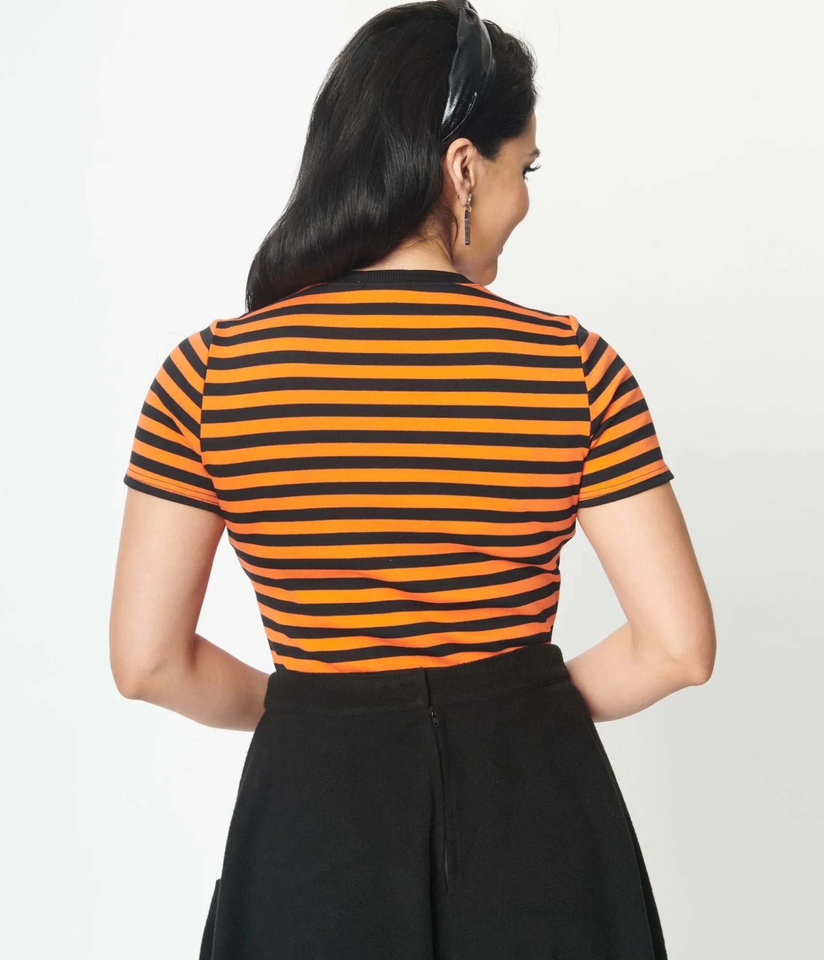 Unique Vintage Orange & Black Stripe Back To Basics Top