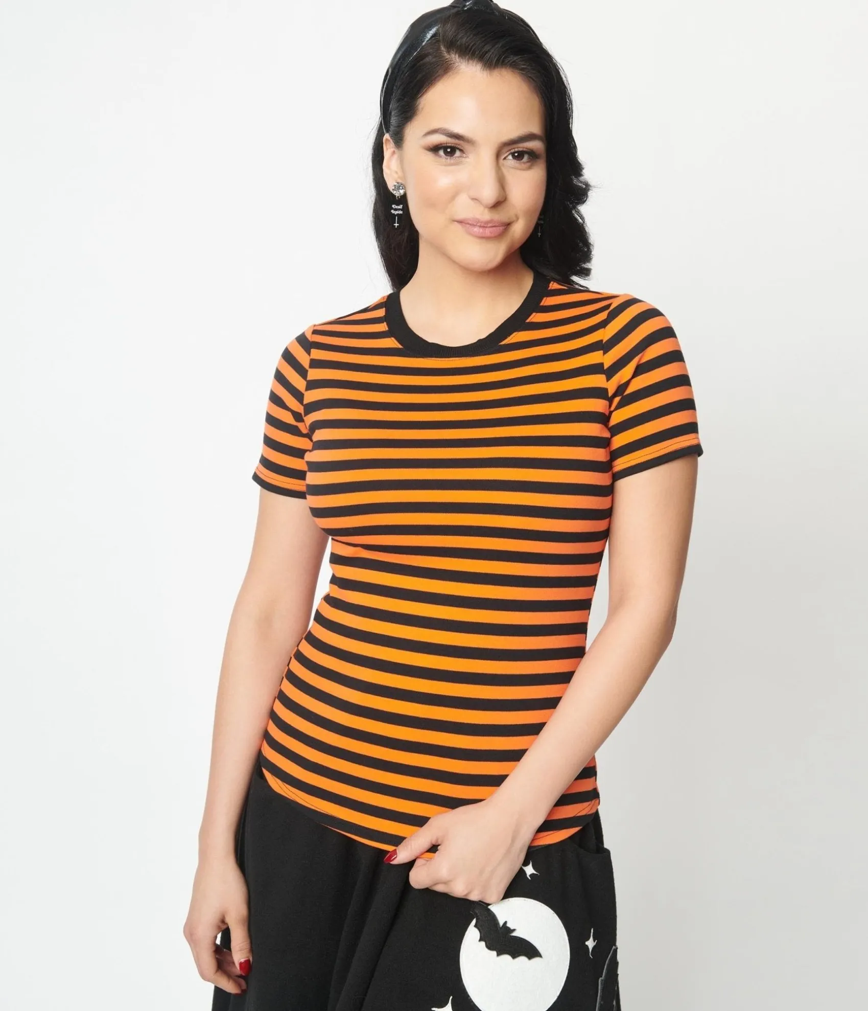Unique Vintage Orange & Black Stripe Back To Basics Top