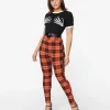 Unique Vintage Orange Plaid Rizzo Cigarette Pants