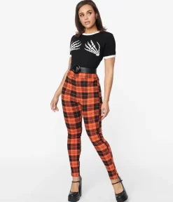 Unique Vintage Orange Plaid Rizzo Cigarette Pants