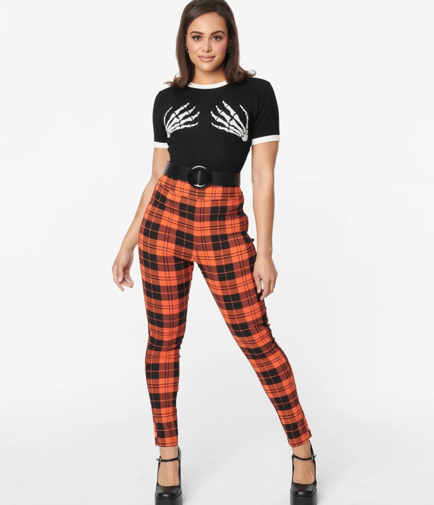 Unique Vintage Orange Plaid Rizzo Cigarette Pants