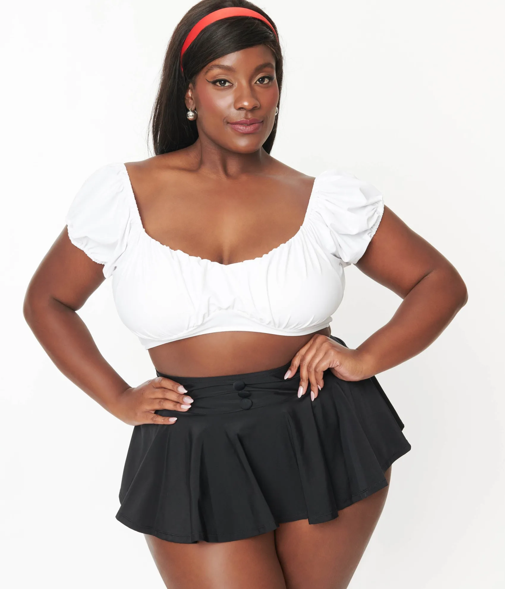 Unique Vintage Plus Size 1940s White Off The Shoulder Swim Top