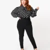 Unique Vintage Plus Size 1950s Black High Waist Rizzo Cigarette Pants