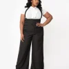 Unique Vintage Plus Size 1930s Black Thelma Suspender Pants