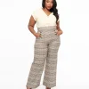 Unique Vintage Plus Size 1940s Beige Plaid High Waist Sailor Ginger Pants