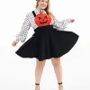 Unique Vintage Plus Size 1950s Black & Orange Jack-O-Lantern Pinafore