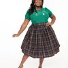 Unique Vintage Plus Size 1950s Black Plaid Gellar Swing Skirt