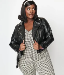 Unique Vintage Plus Size Black Leather Jacket