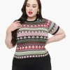 Unique Vintage Plus Size 1950s Mushroom Jacquard Sweater