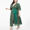 Unique Vintage Plus Size 1960s Green Sequin Wrap Midi Dress