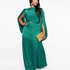 Unique Vintage Plus Size 1920s Emerald Satin & Snake Pin Evening Gown