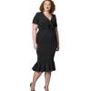 Unique Vintage Plus Size 1940s All Black Holloway Wiggle Dress