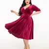 Unique Vintage Plus Size 1950s Merlot Textured Velvet Delores Swing Dress